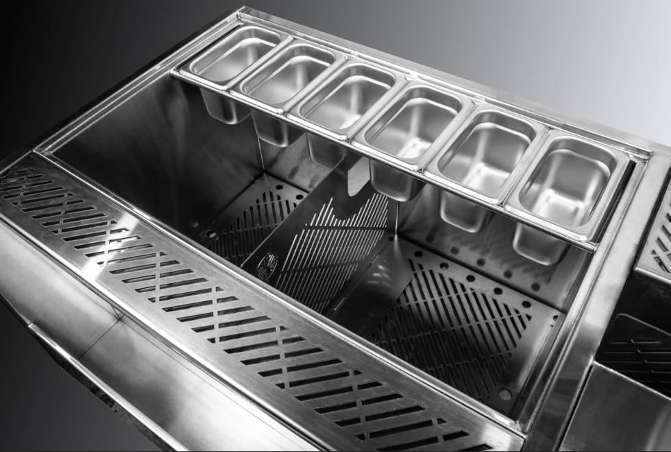 52 inch insulated ice chest built into a Kobayashi cocktail station