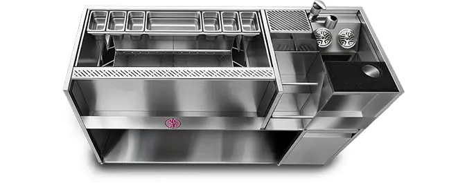 65 inch standalone bar station by Kobayashi - stainless steel cocktail station with sink