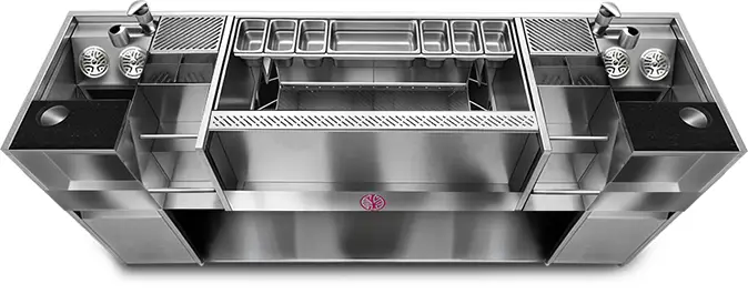 88 inch stainless steel bartender station by Kobayashi Bar - commercial bar with sink and ice chest